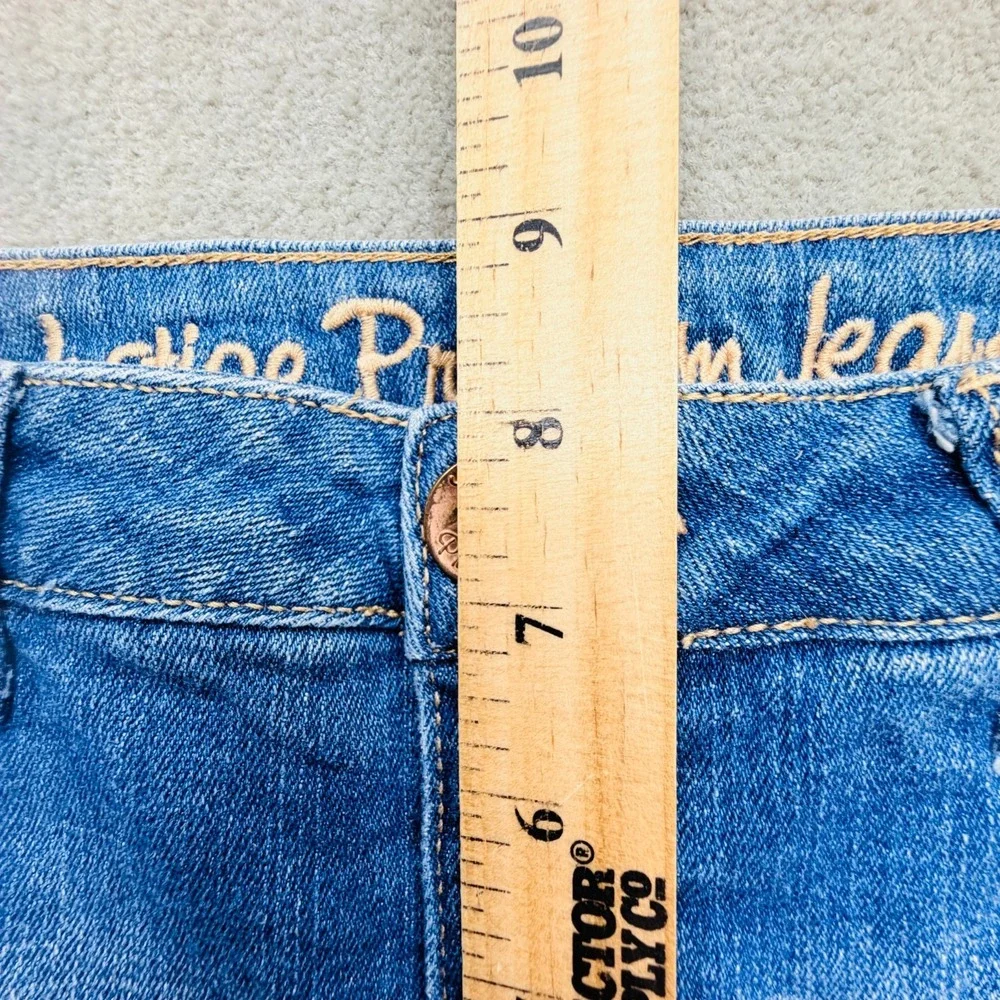 Justice Denim Jeans Premium Shorts Junior Sz 12.5 Blue Faded Turn Up Cuffed Hem‎
